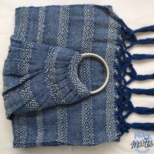 Bandolera Artesanal Rombos Índigo Blanca