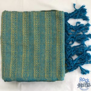 Fular Artesanal Rombos Azul Amarillo