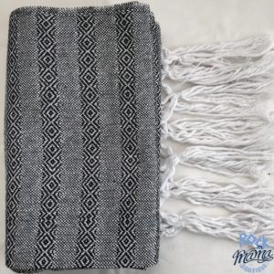 Rebozo Tradicional Rombos Blanco Negro 3 m.